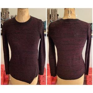 Crew Neck Asymmetrical Zip Sweater